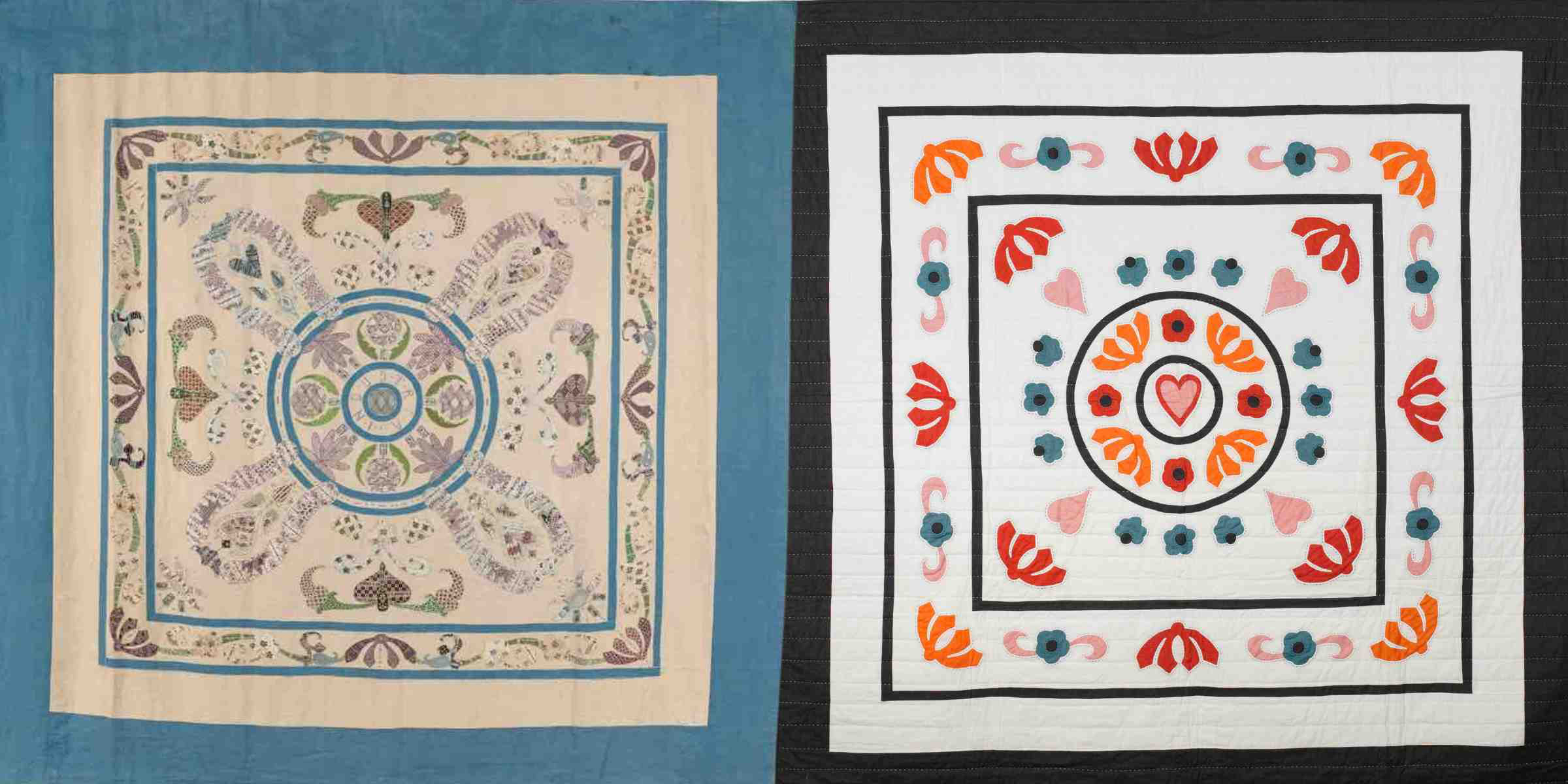 Comparison of original Ladies Work Society quilt and Karen Lewis Garden Festival modern quilt interpretation