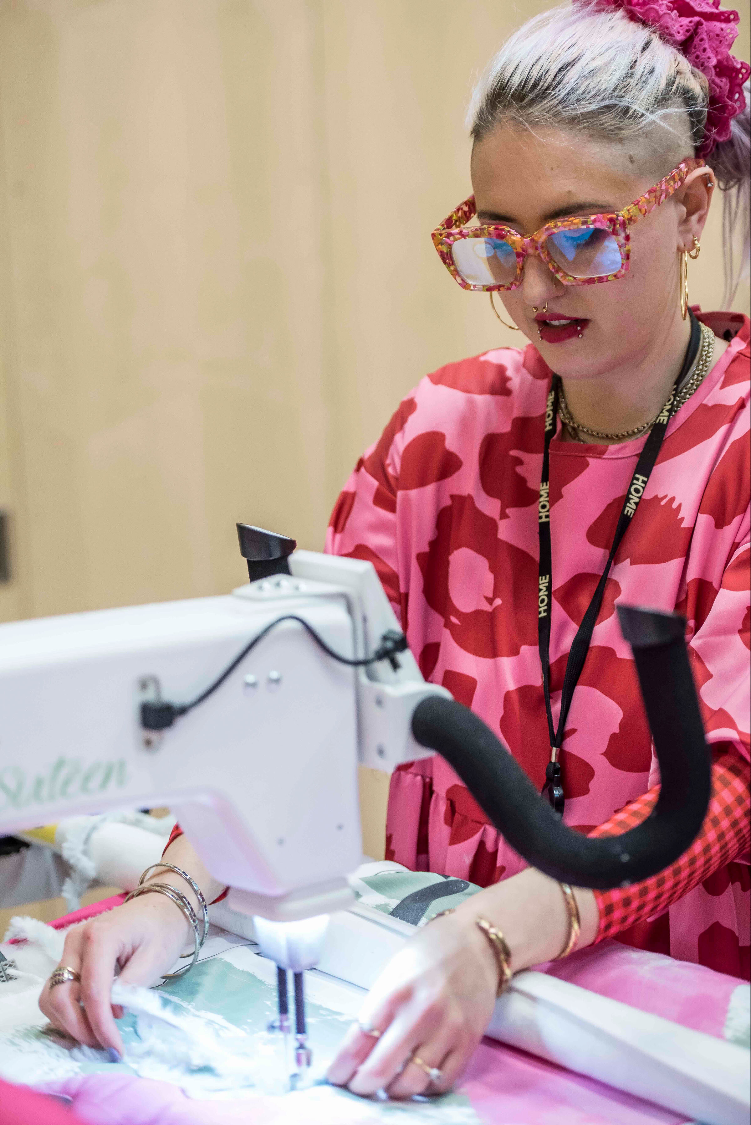 Sarah Joy Ford at her sewing machine