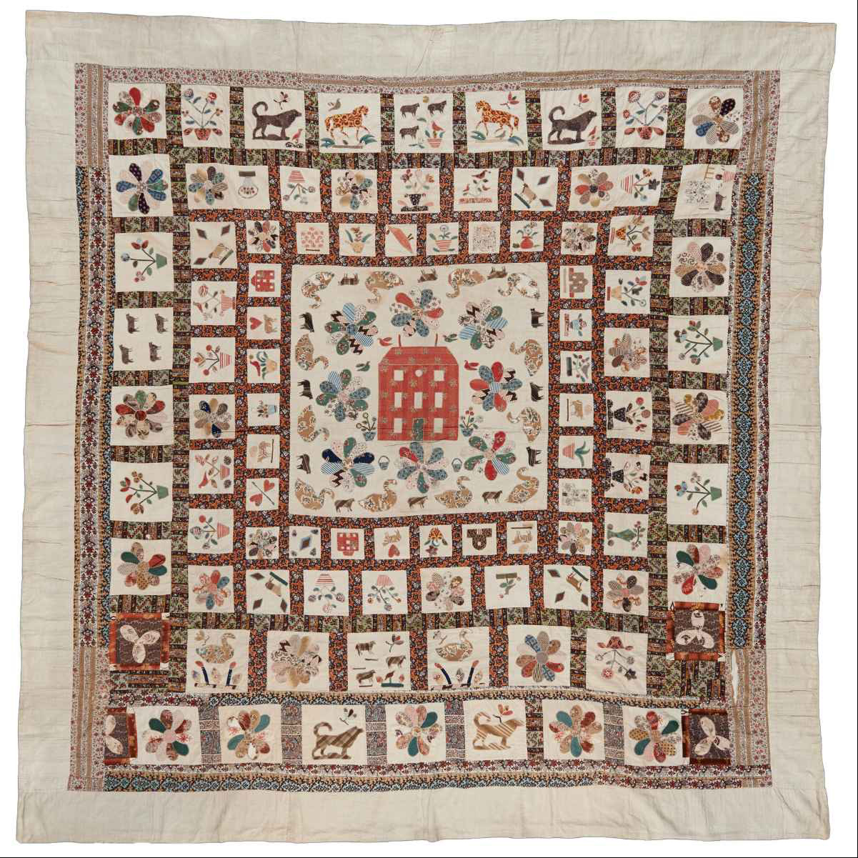 Red Manor House Coverlet