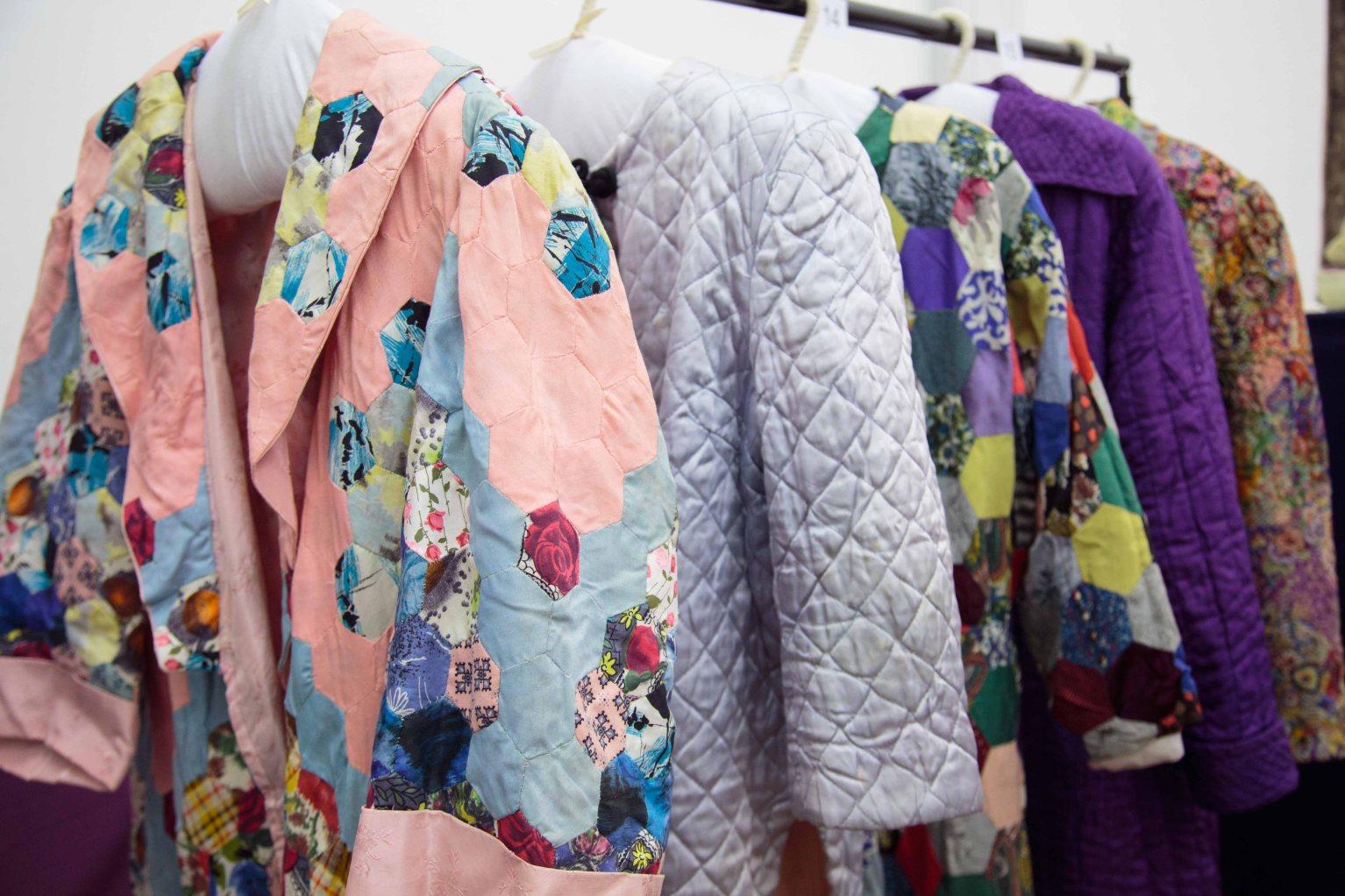 Costume rail with quilted jackets