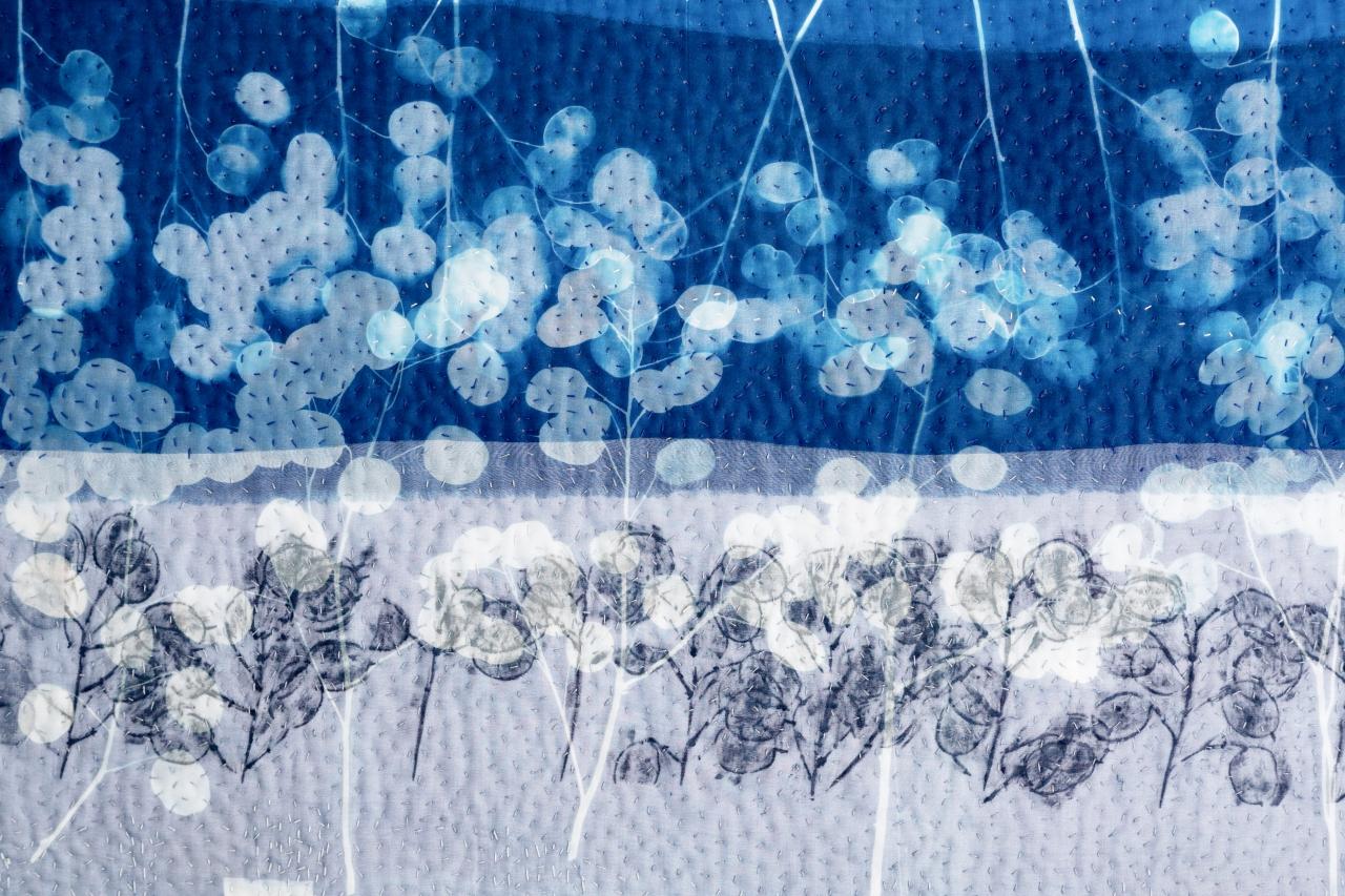 Close up of detail in A Honesty Skyline by Pauline Burbidge