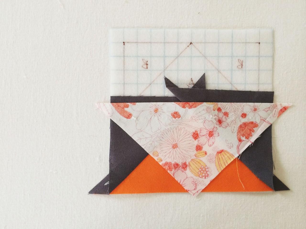 Creating the upper section of the Flying Geese block
