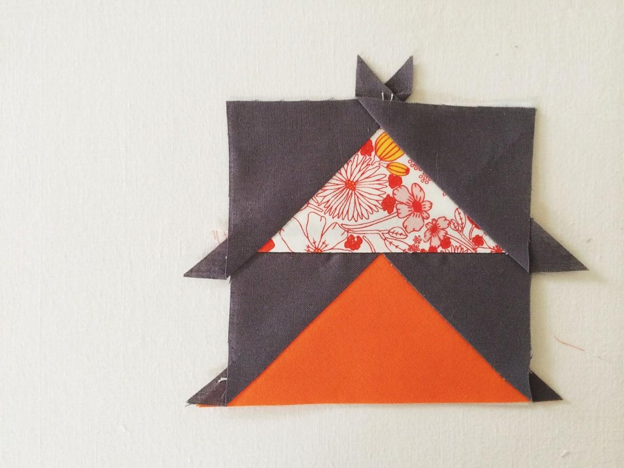 Flying Geese block before edges have been trimmed