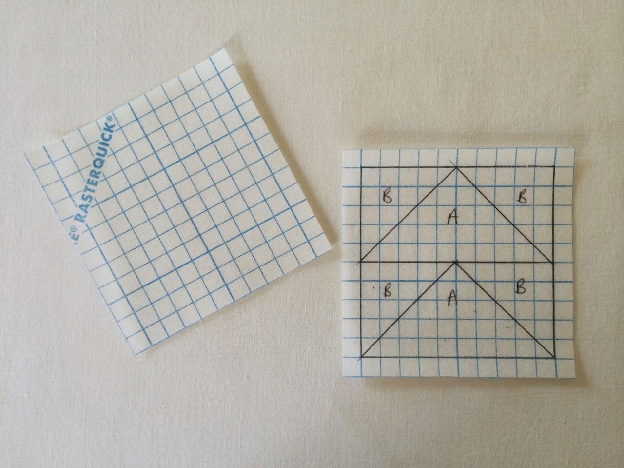 Stitching lines marked out on Quickscreen square