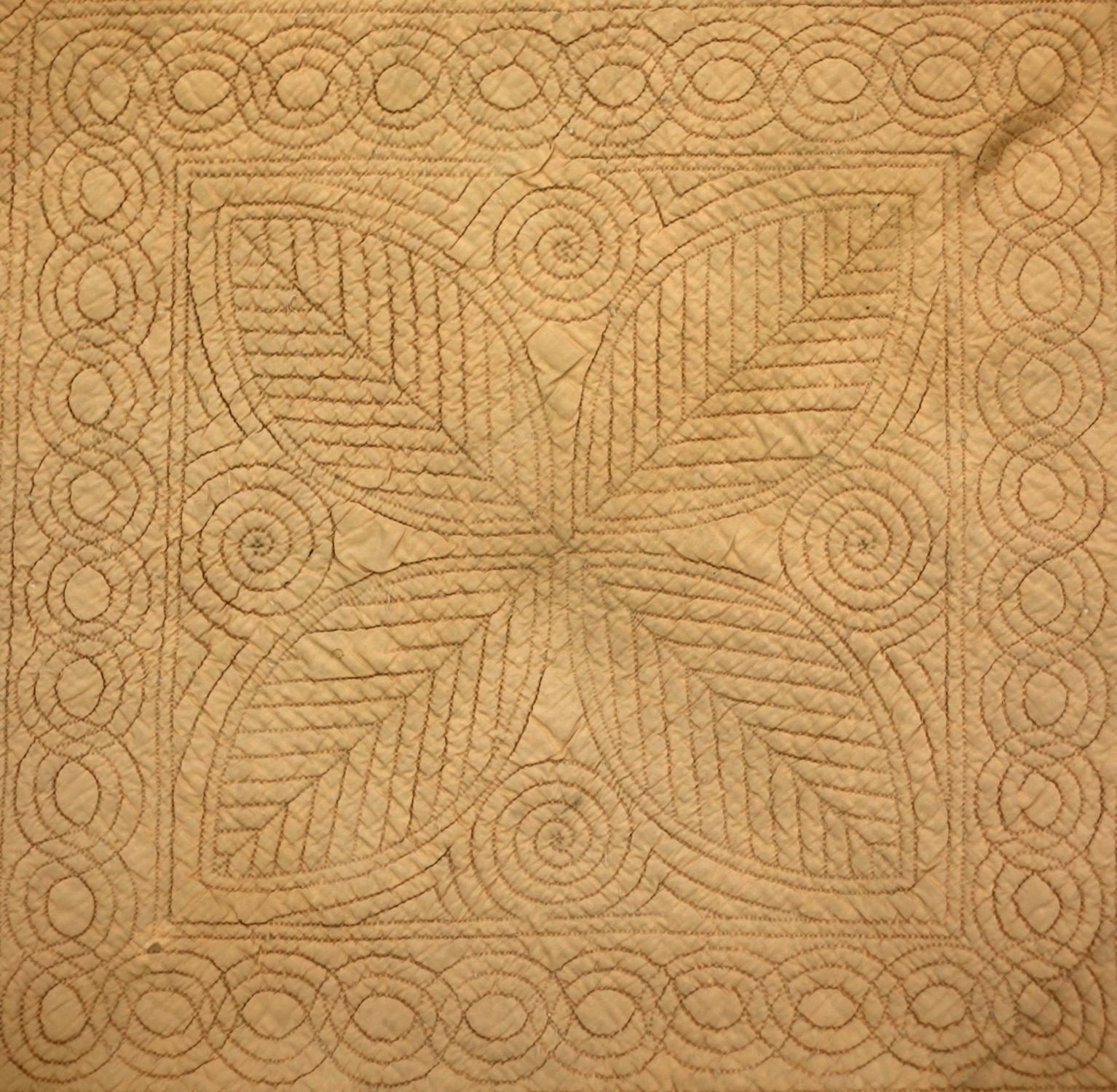 Central detail from a wholecloth quilt commissioned by Claridge?s Hotel
