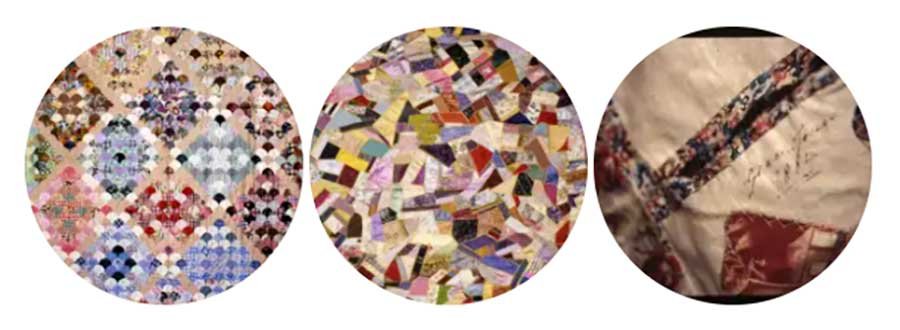 trio of images showing quilt patterns