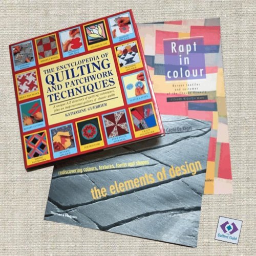 Collection of books about quilting, colour and design