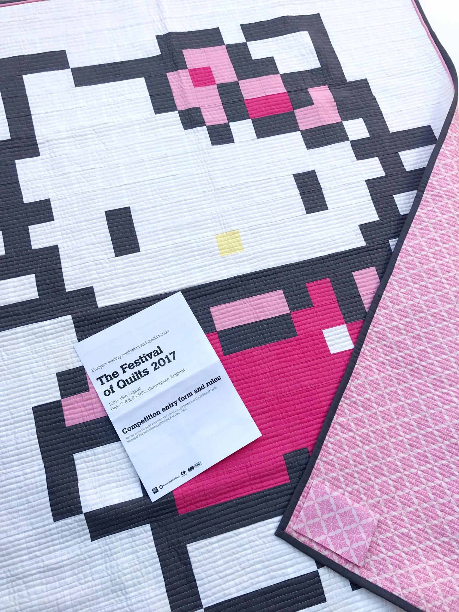 Pixelated Hello Kitty quilt