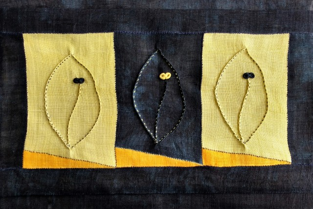 Sara Cook?s Leaving, 2017, showing the Kogipji or pinching technique using ramie fabric.