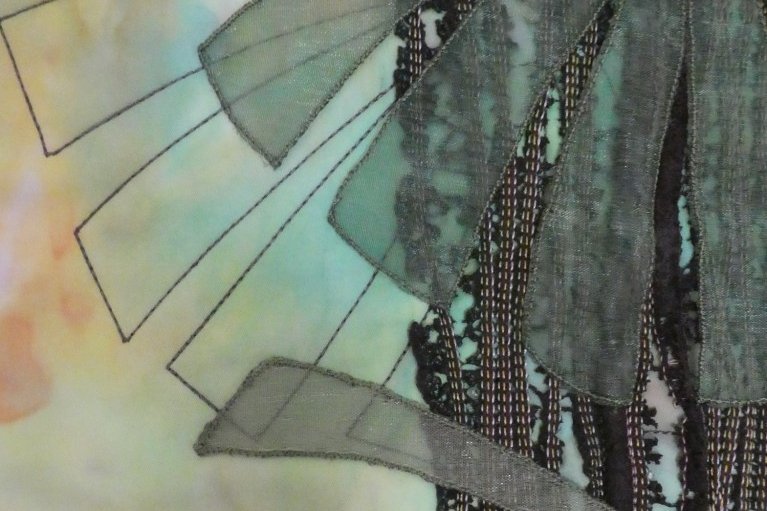 Close up of stitching on a quilt