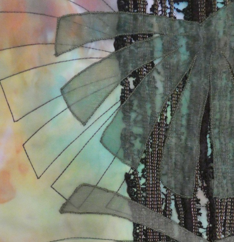 Close up of stitching on a quilt