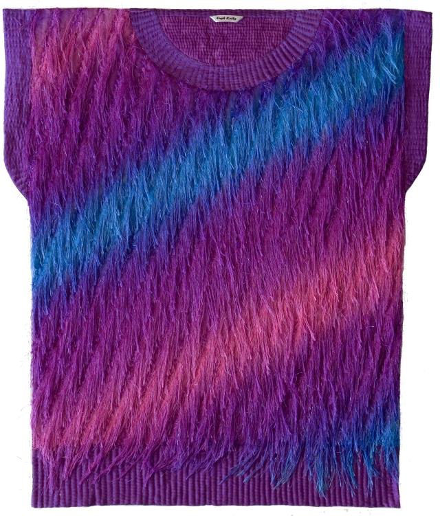 Purple pink and blue knitted vest