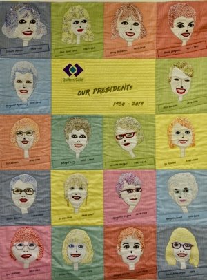 Quilt featuring images of all the guild presidents