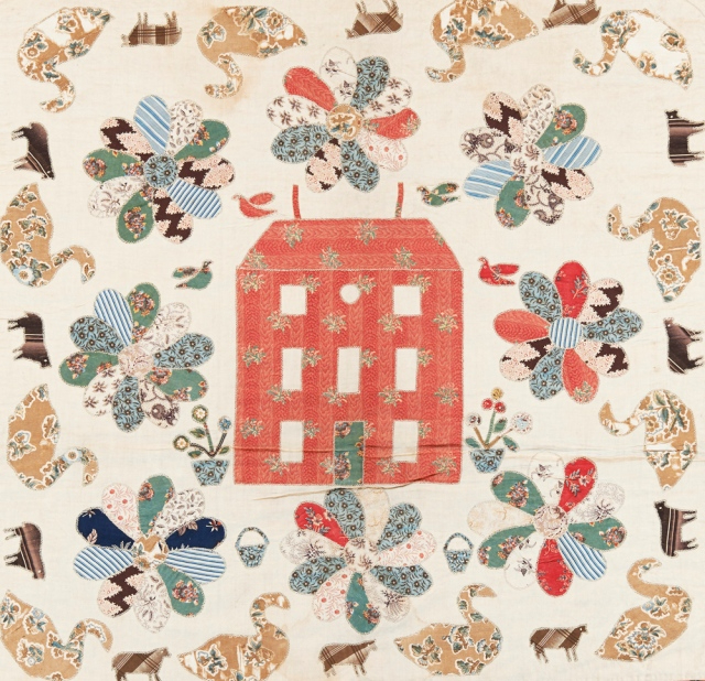 Red manor house quilt