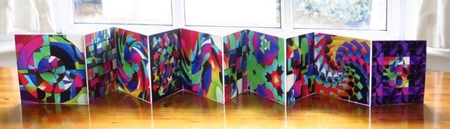 Colours Unfolding, zig-zag folding art book, Alicia Merrett, 2019.