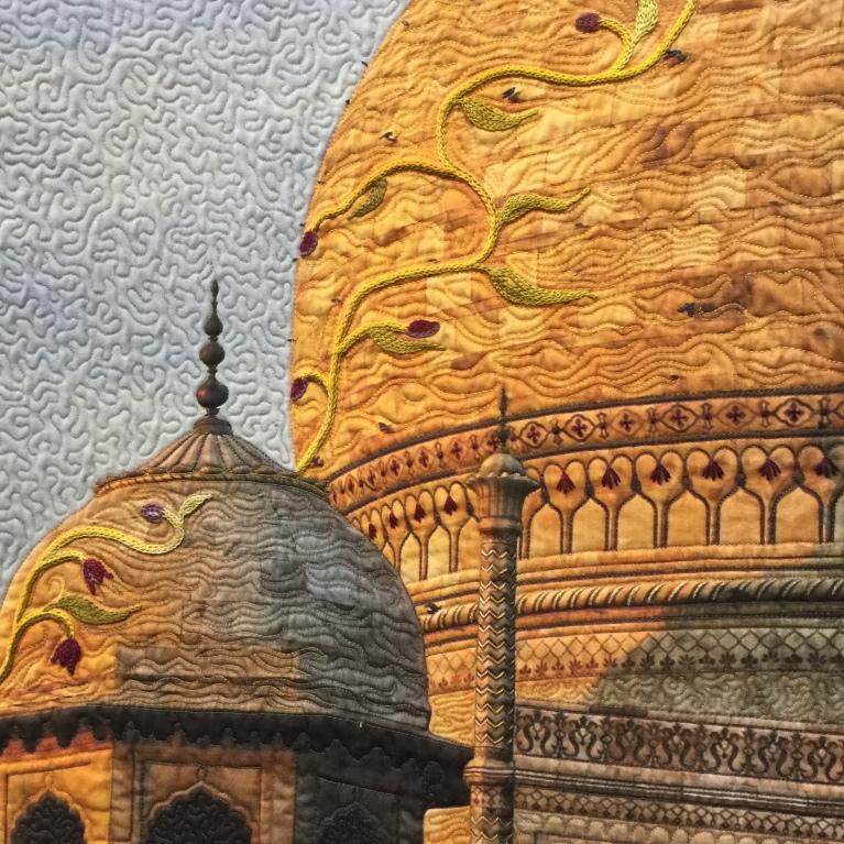 Gold colour quilt of Taj Mahal at Sunset