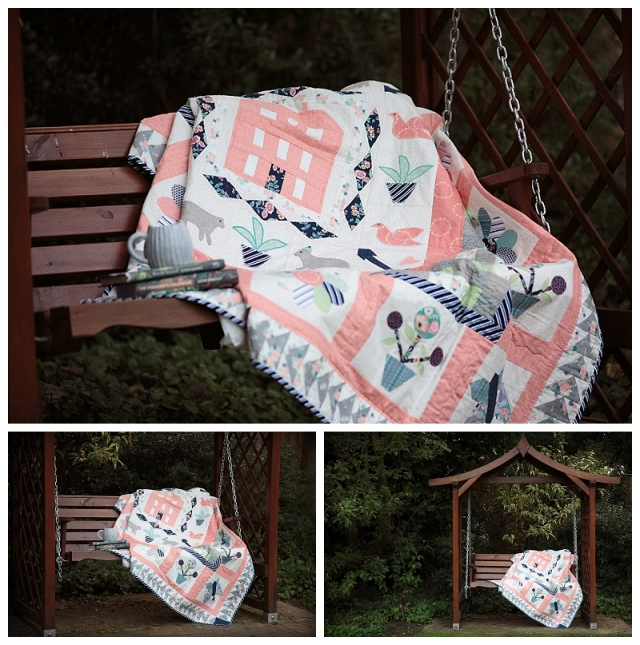 Beautiful quilt throw on outside furniture 