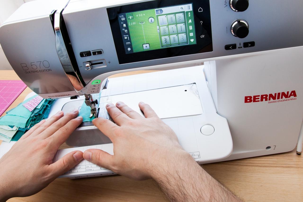 working on a sewing machine