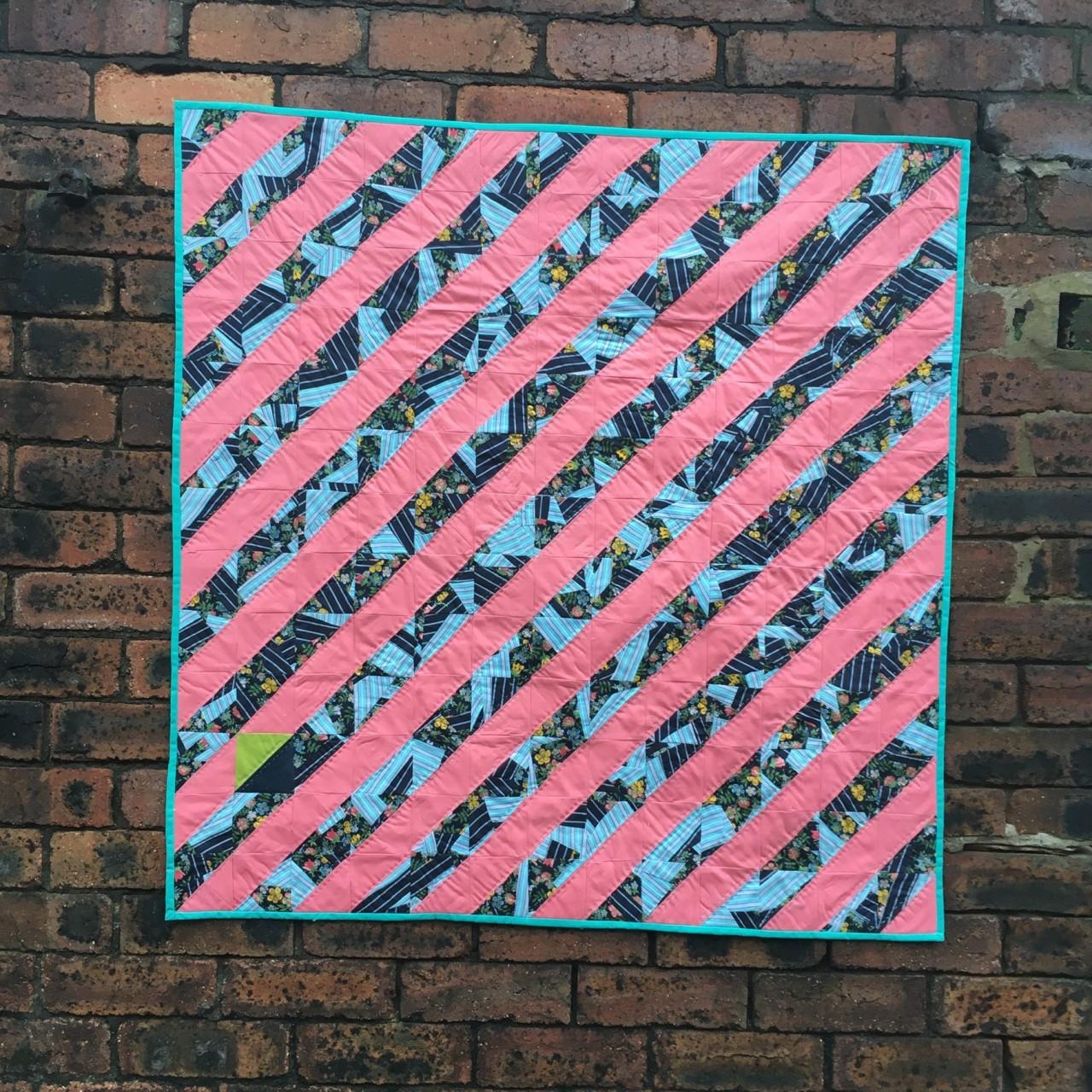 pink lines on the quilt
