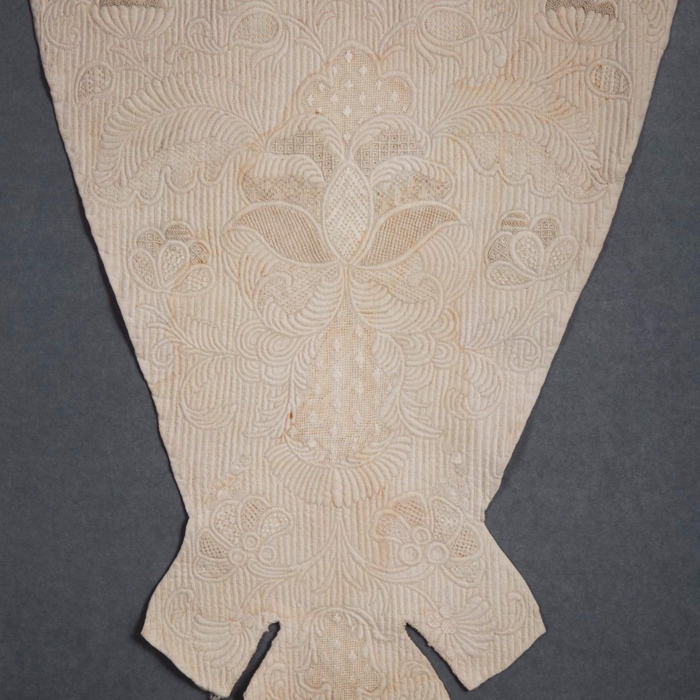 Corded quilted stomacher dating from around the 1730s