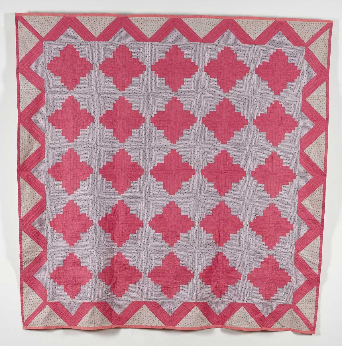 Log Cabin Quilt in pink and white