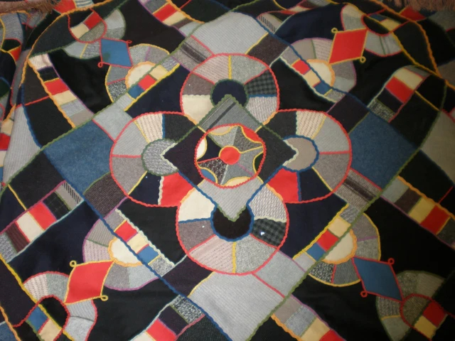 Fitted Wool Tablecover by William Singleton, 1860-1880. The Quilters? Guild Museum Collection.
