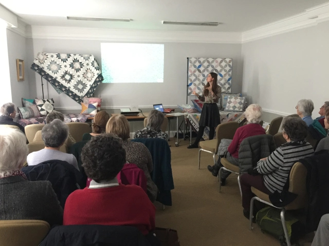 Elle Gager, Liberty quilting fabric designer, giving a talk to region 11 members