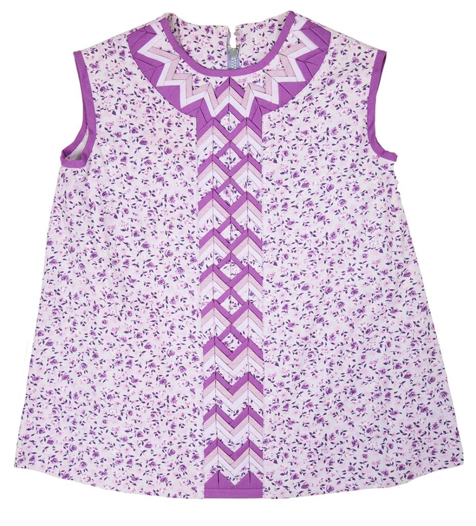 Sleeveless top with quilted design in light purple floral fabric