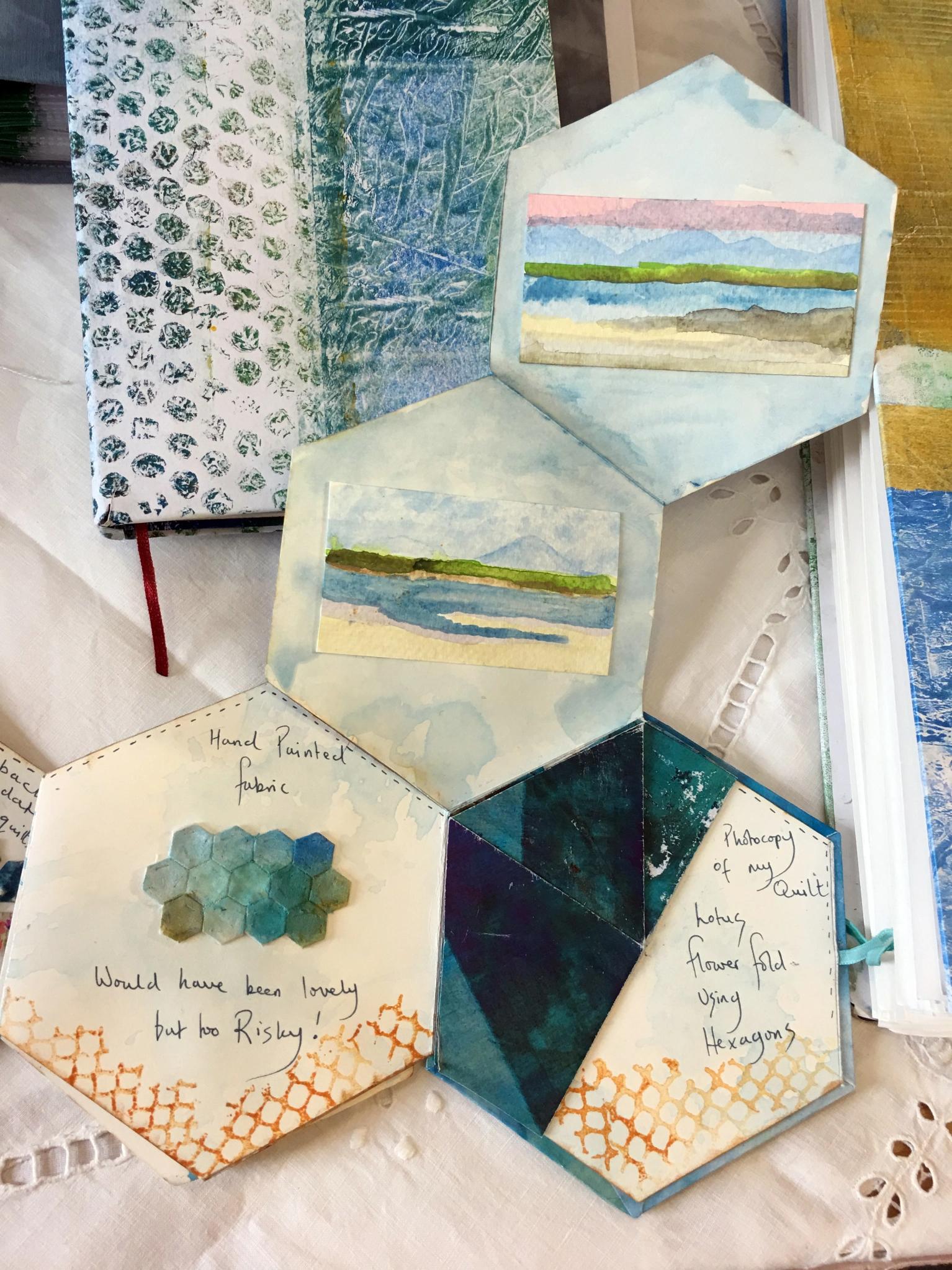 A sketchbook made of hexagonal shaped pages by Lesley Bell