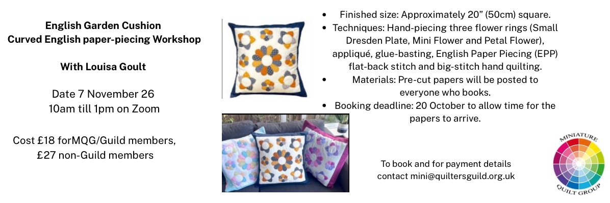 English Garden Cushion Curved English paper piecing Workshop with Louisa Goult