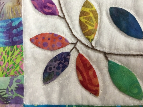 Close up of multicoloured leaf design