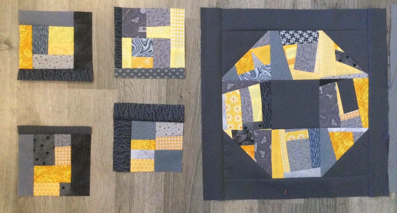 yellow and grey hex and squares