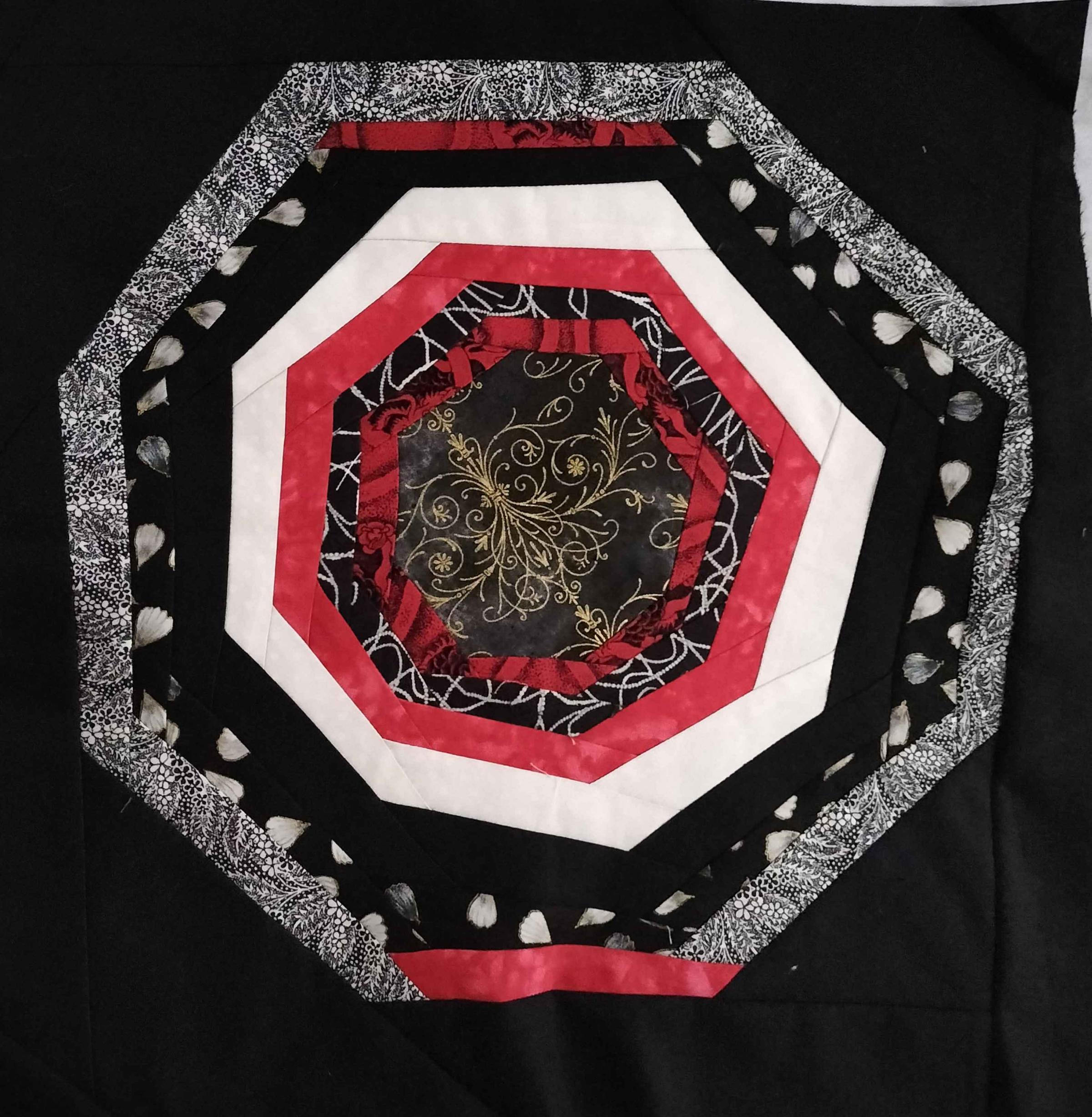 Black red hexagon