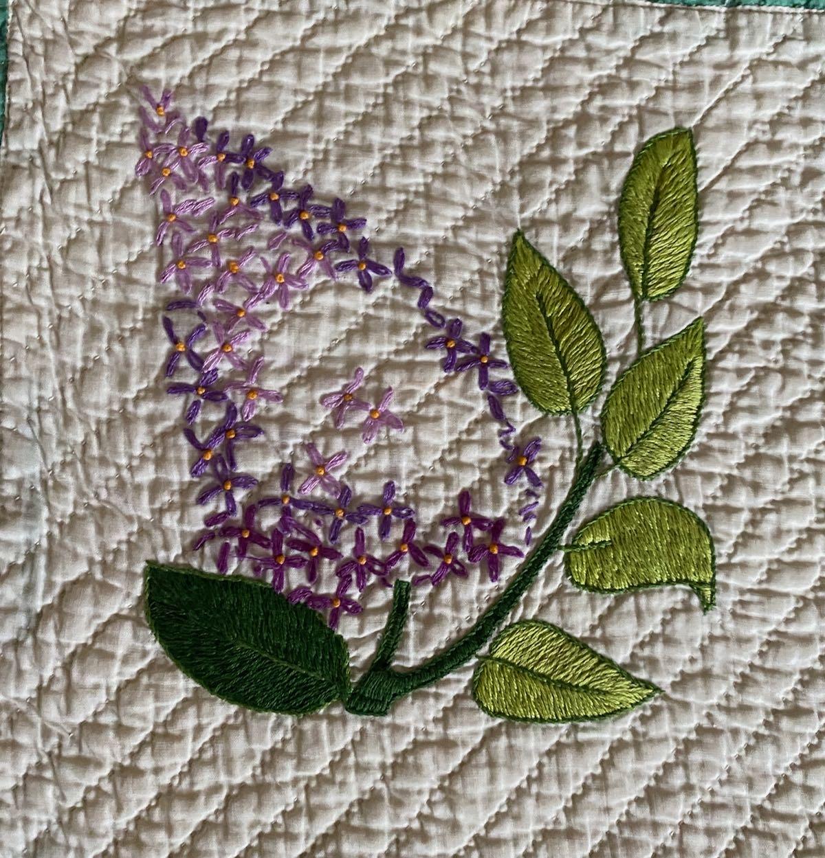 A lilac flower embroidery