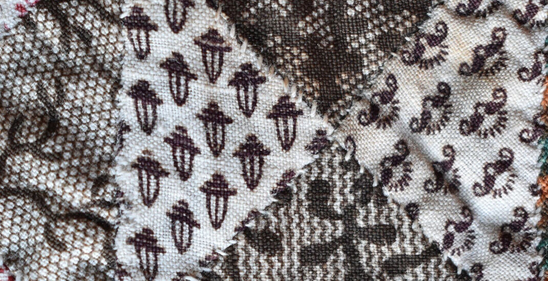 Brown printed fabrics with fine, net backgund