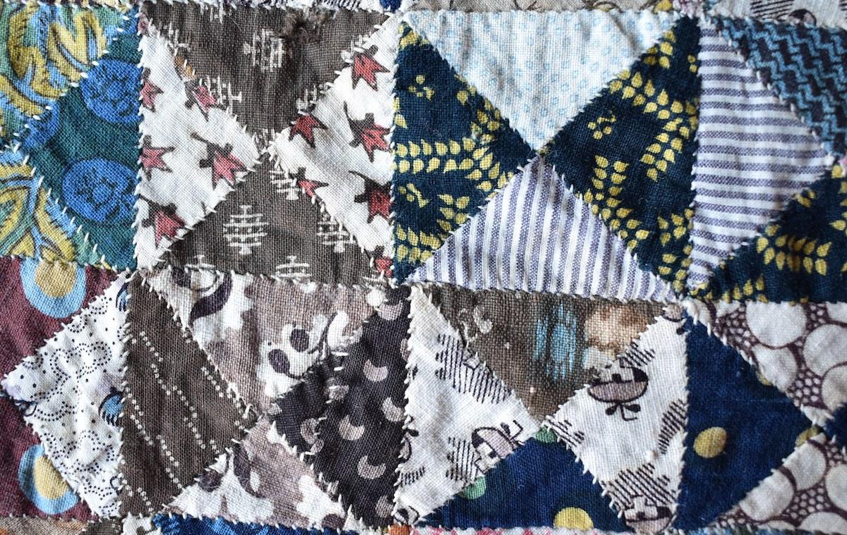 Printed fabrics include some patterns including short parallel lines