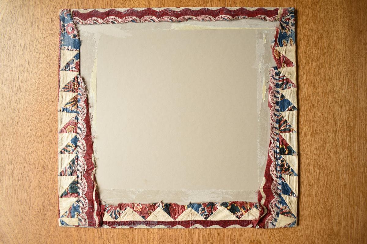 Patchwork turned back over edge of card