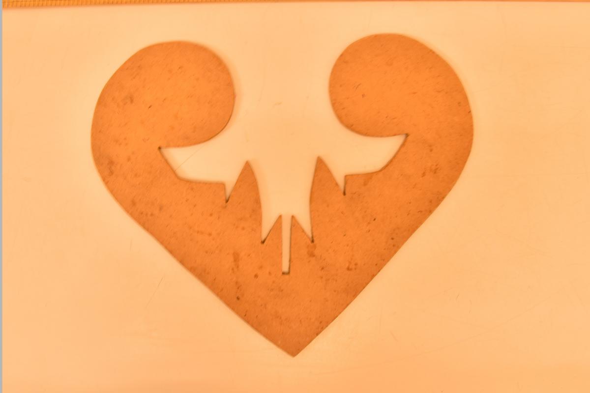 Wooden heart shaped template