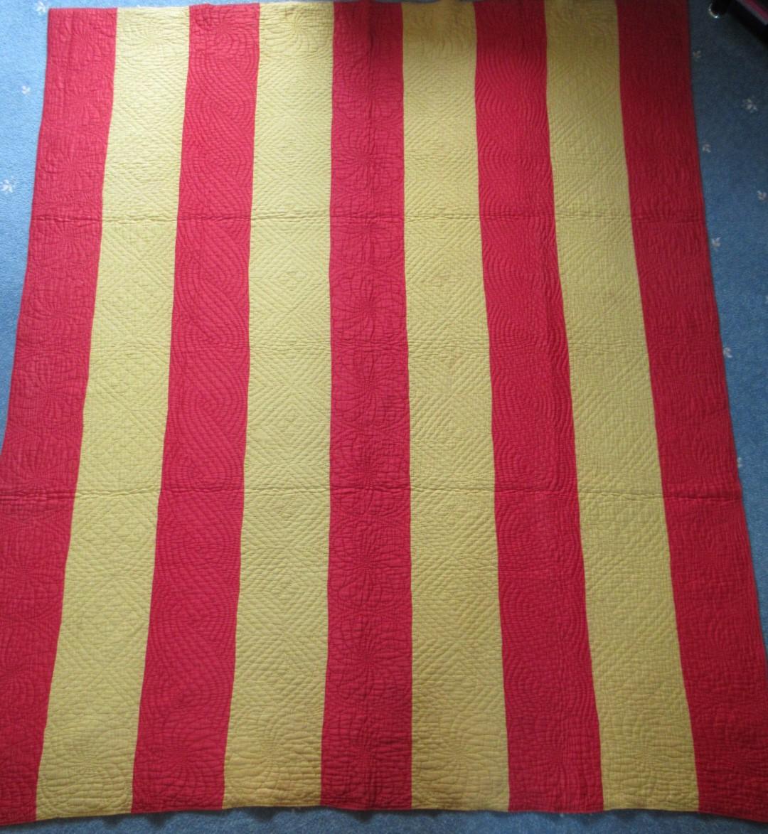 Red & Yellow Strippy Quilt with a Paisley Back