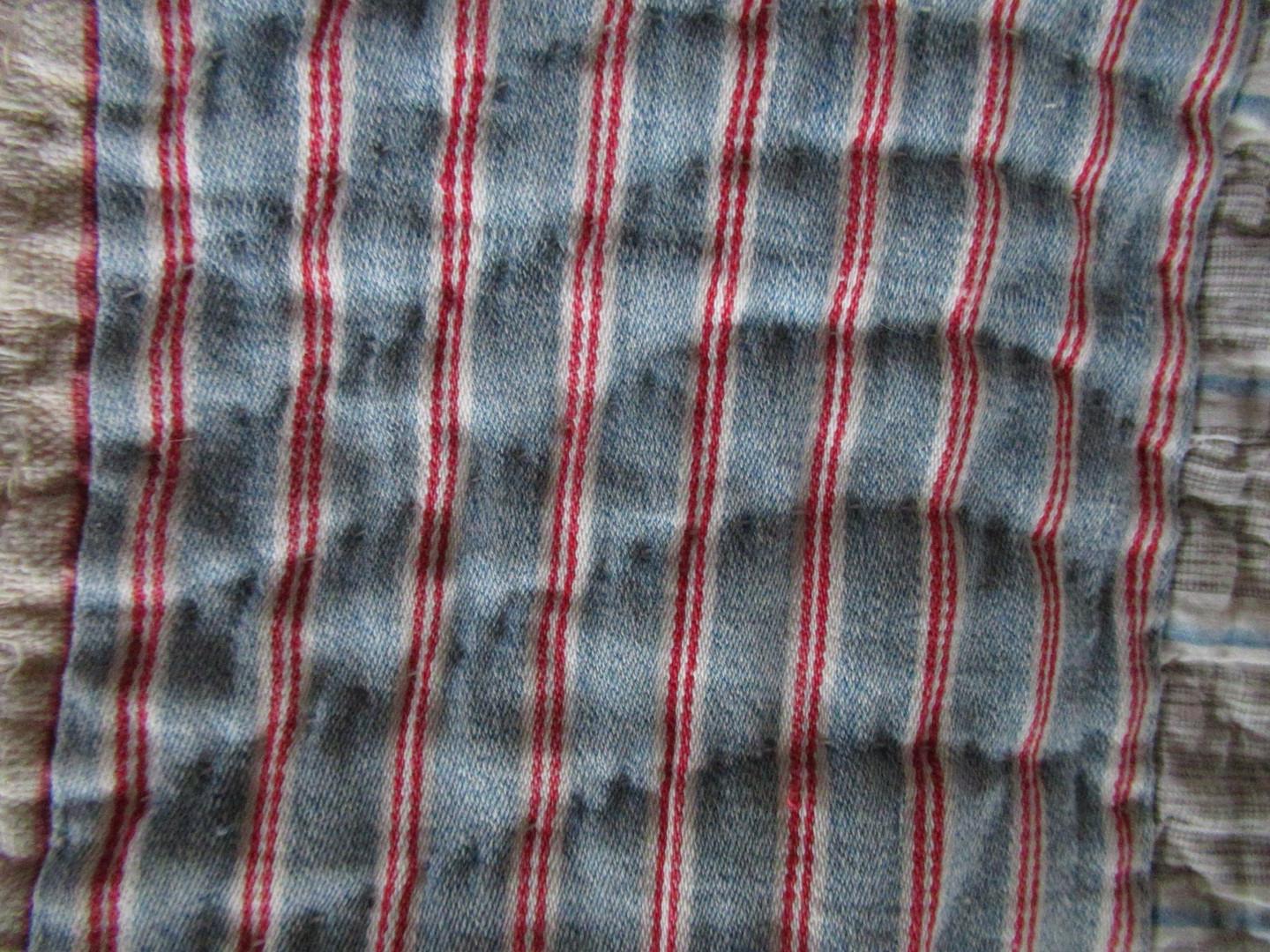 Blue and red striped heavier weight fabric
