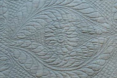 Pale blue quilted feathers with rose