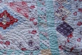 Blues and pink patchwork detail