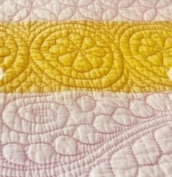 detail of yellow and pink strippy