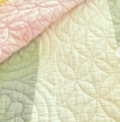 detail of cream and green strippy