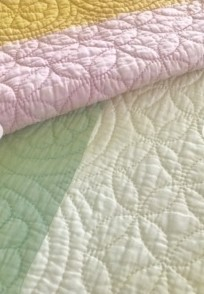 yellowpink green and cream strippy detail