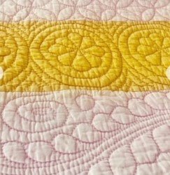 detail of yellow and pink strippy