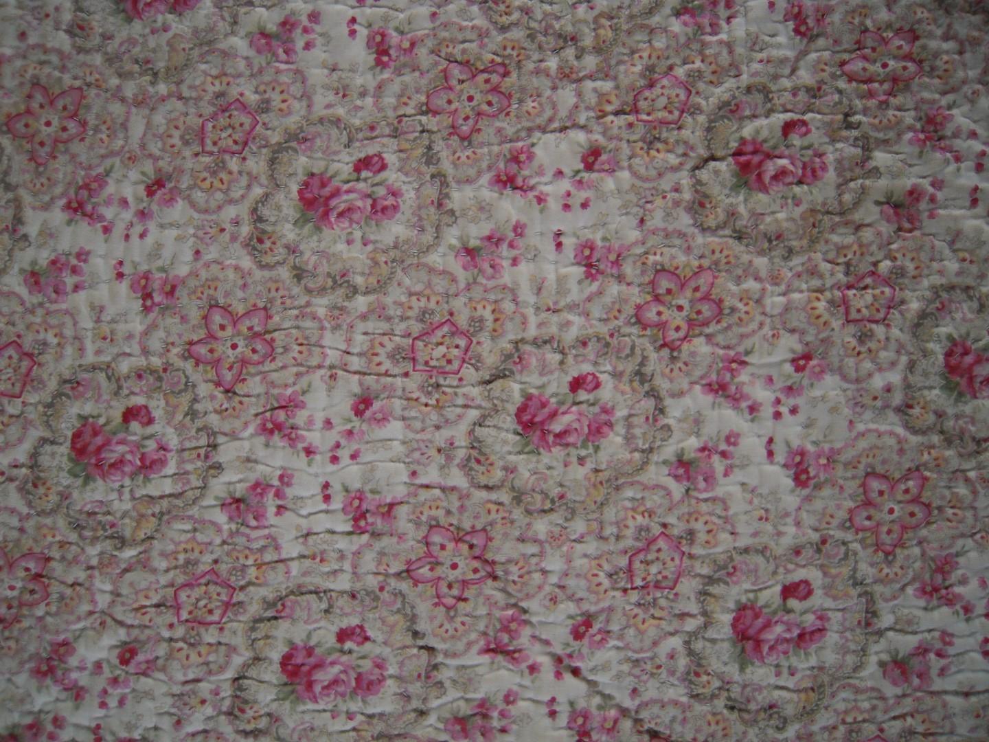 Pink floral fabric with cream backgound