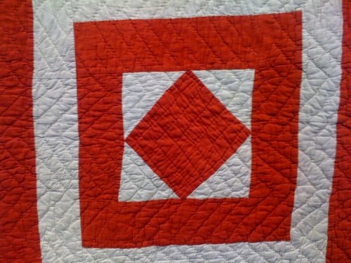 red and white frame quilt detail