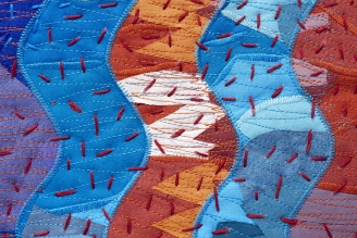 Curvy lines in blue and orange