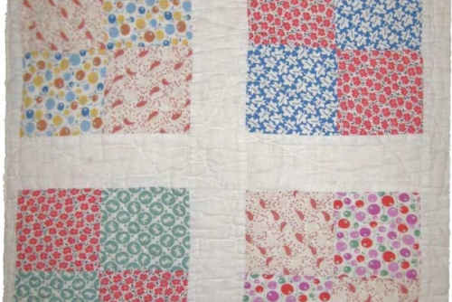 Pastels floral four patch on white